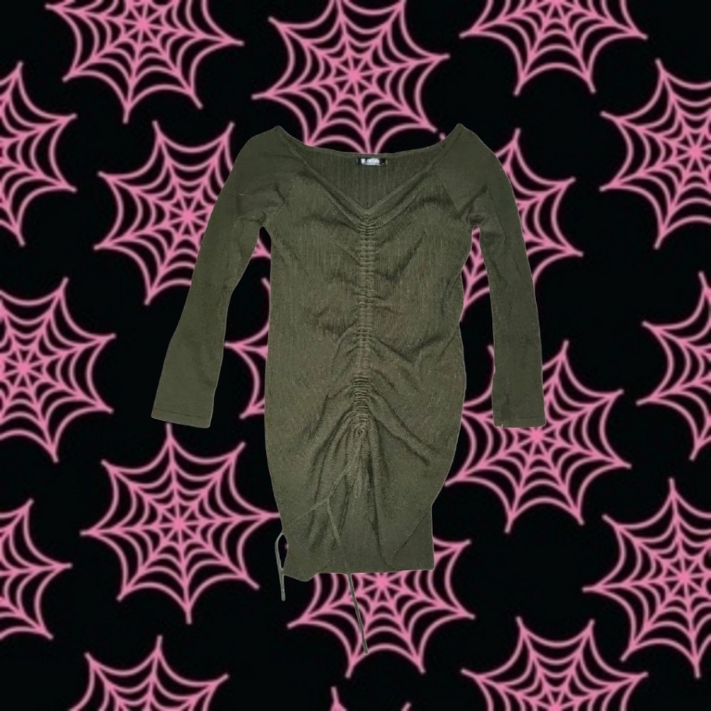 Olive Green Long Sleeve Dress